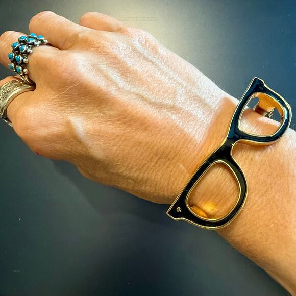 Kate Spade Goreski Eyeglasses Gold & Black Enamel Bracelet - Picture 6 of 9